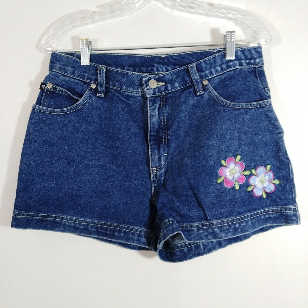 No Boundaries Juniors High Waist Dark Wash Five Pocket Denim Shorts Size 11